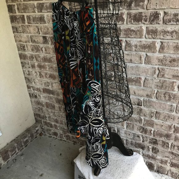 Chico's Silk Skirt Lined Tribal Asymmetrical Boho - Picture 4 of 11